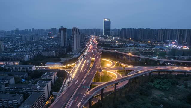 成都市羊犀立交桥夜景延时视频素材