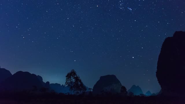 星空下的喀斯特地貌视频素材