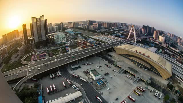 成都市天府立交桥夜景视频素材