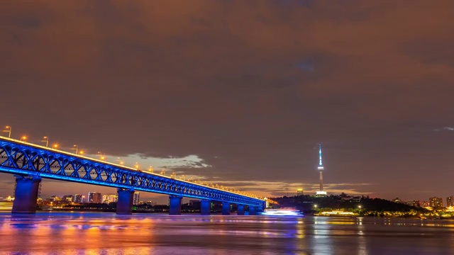 长江大桥夜景视频素材