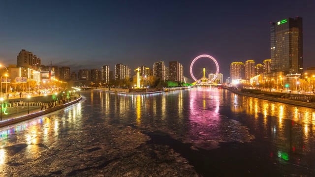 天津摩天轮夜景视频素材