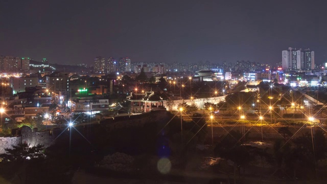 水原华城炮台夜景视频素材