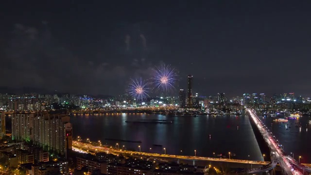 首尔汉江，世界烟花节视频素材