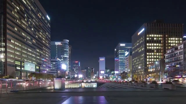 韩国首尔关花门广场夜景视频素材