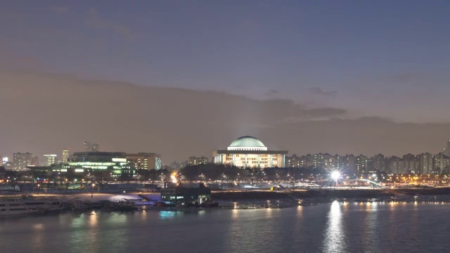 首尔国民议会大楼夜景视频素材