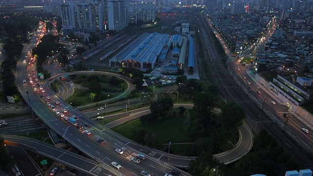 夜景首尔古古IC南武环城公路视频素材