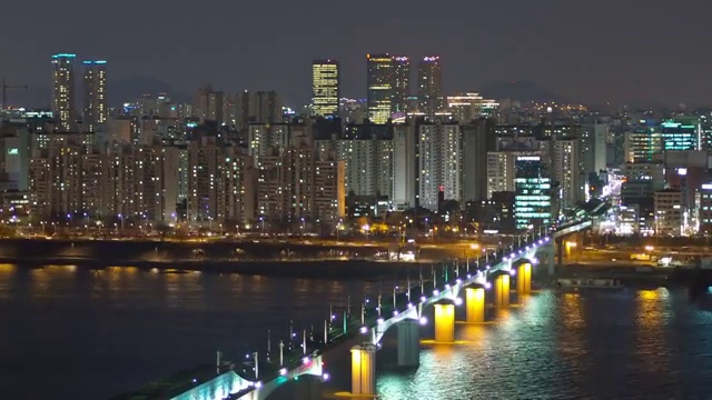 汉江上的砀山铁路桥夜景视频素材