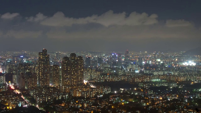 夜景塔楼宫殿和首尔的城市建筑视频素材