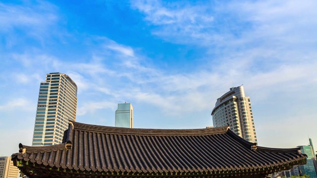 Bongeunsa Temple和COEX mall的屋顶，Time-lapse视频素材