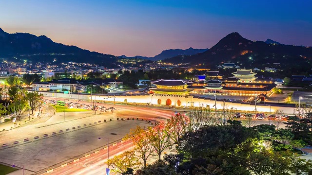 景福宫(朝鲜王朝皇宫)夜景视频素材