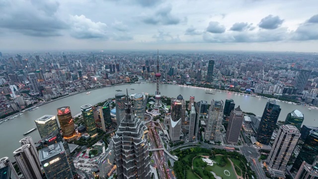 延时摄影 陆家嘴 夜景 道路 云视频素材