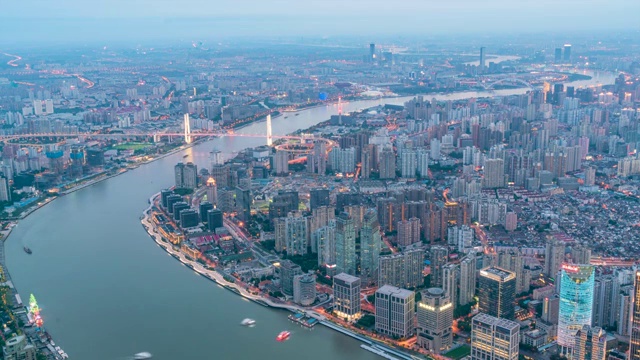 延时摄影上海天际线南浦大桥黄浦江夜景视频素材