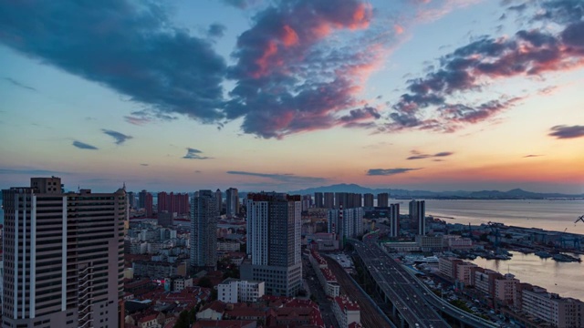 青岛城市夜景日落视频素材