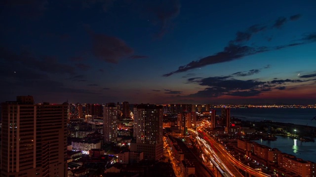 青岛市区夜景日落延时视频素材