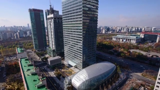 在Yeouido地区的城市建筑的天视图视频素材