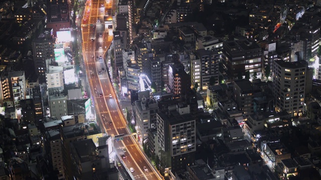 高空东京车流城市夜景视频购买