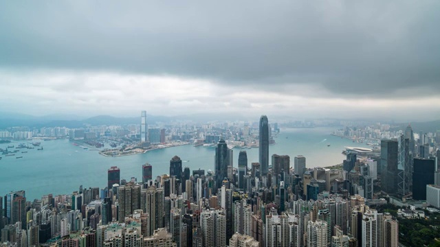 中国香港维多利亚港日出延时摄影视频素材