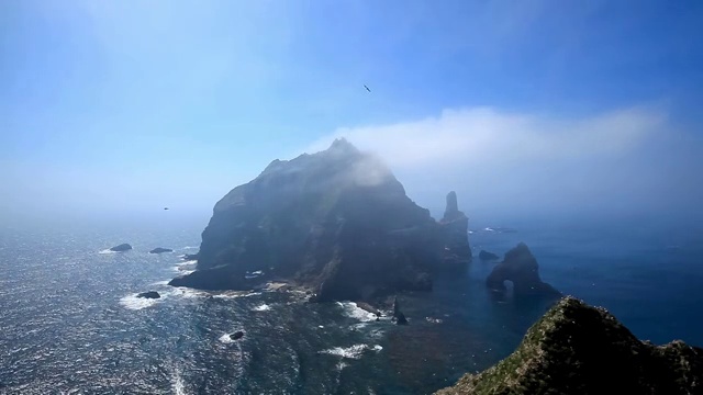 独岛(位于韩国东海岸)的海景视频素材