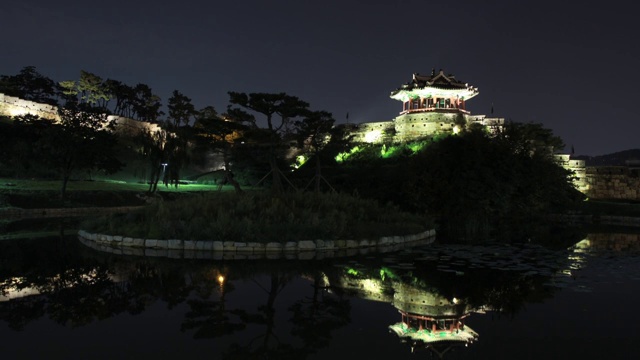 水原的东北岗女亭夜景视频素材