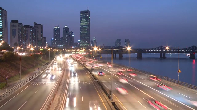 汉城汉港大桥夜景视频素材