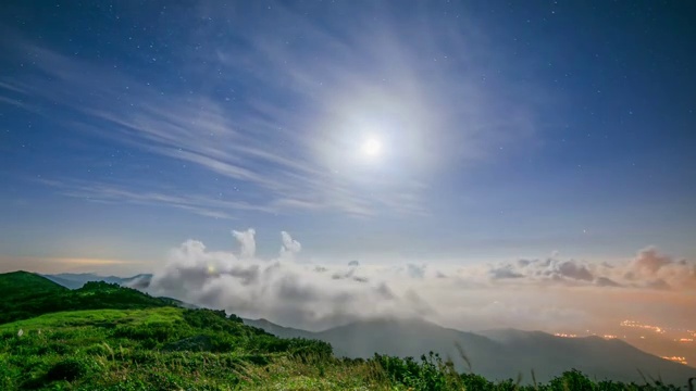 从Deogyusan山(国家公园)的xiangjeokbong峰看月亮和云视频素材