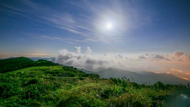 从Deogyusan山(国家公园)的xiangjeokbong峰看月亮和云视频素材