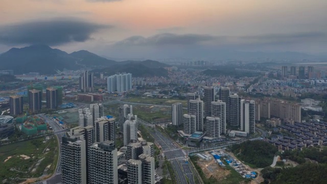 珠海唐家湾日落航拍延时视频素材