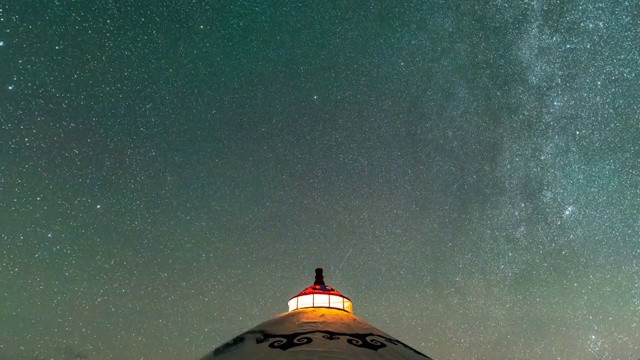 蒙古包上的星空4k延时视频素材