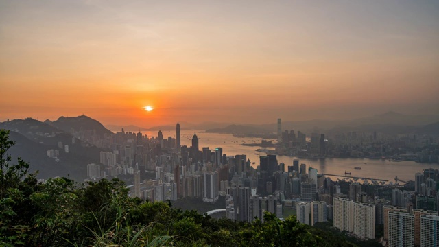 中国香港维多利亚港日转夜延时视频素材