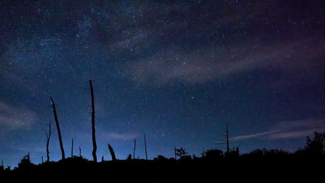 从韩国三清Jiri山的Jeseok峰捕捉到的星星痕迹视频素材