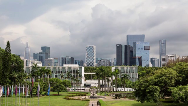 深圳大学与远处的后海建筑群视频素材