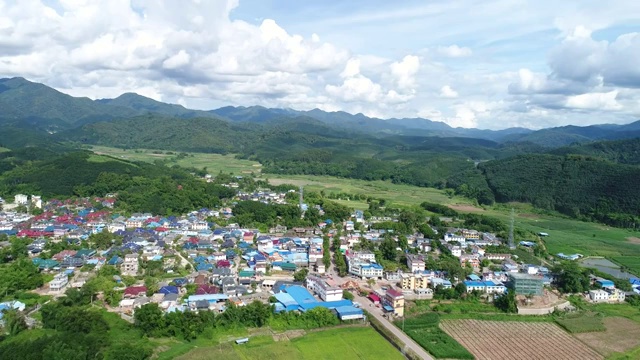 航拍云南西双版纳勐腊县勐伴镇乡村农田风光视频素材