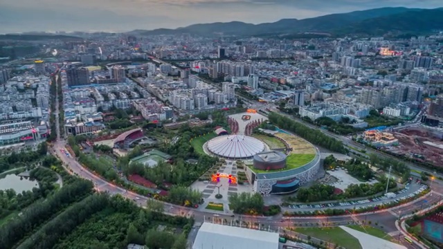 西昌火把广场航拍空中大范围延时视频素材