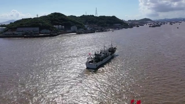 浙江舟山沈家门渔港码头航拍视频素材