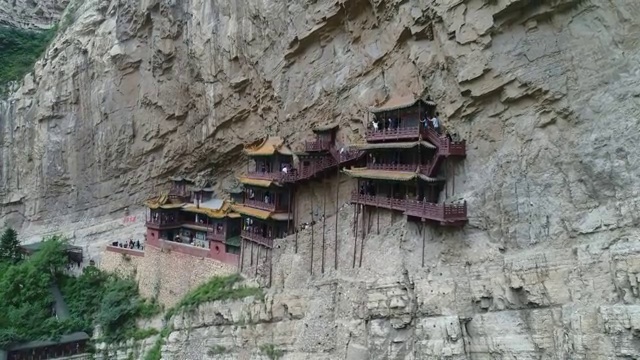 航拍山西大同悬空寺视频素材