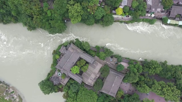 都江堰宝瓶口航拍视频下载