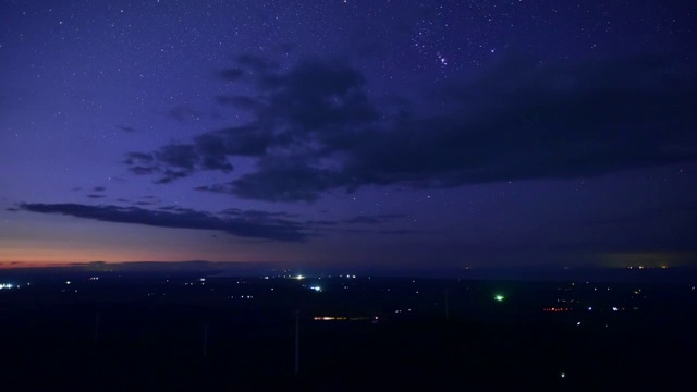 黑龙江鸡西：兴凯湖北岸蜂蜜山上的星空云天延时视频素材