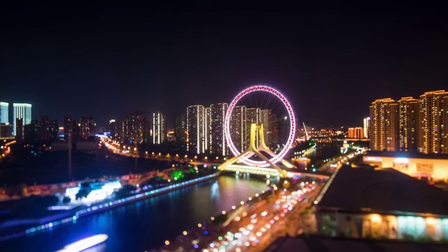 天津摩天轮夜景视频素材