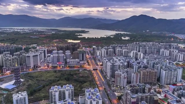 西昌夜景车流空中延时视频素材