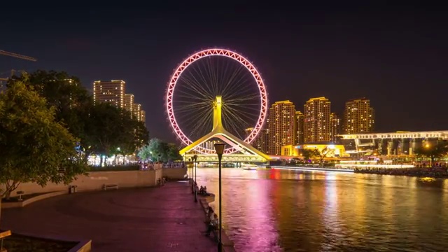 天津摩天轮夜景视频素材