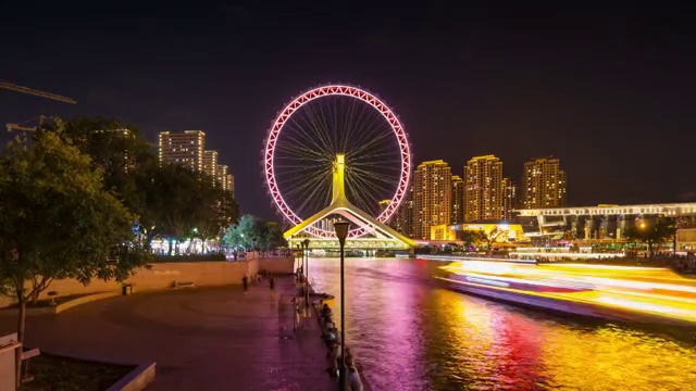 天津摩天轮夜景视频素材