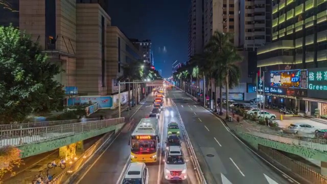 中山城区车流夜景大范围延时视频素材