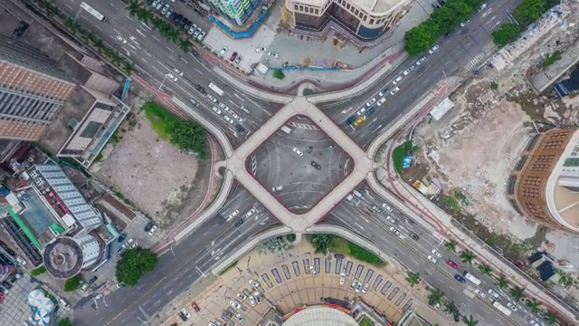 中山富华道十字路口航拍延时视频素材