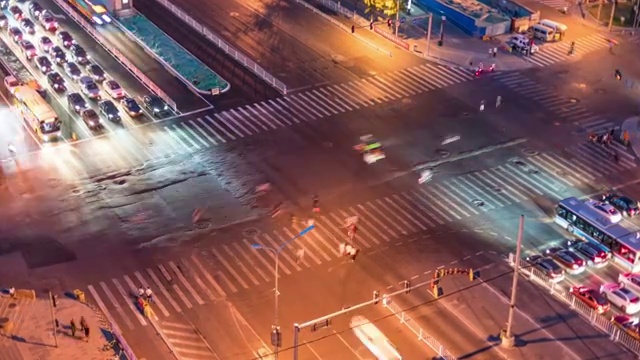 北京十字路口夜景视频素材