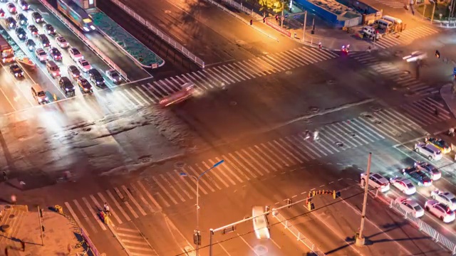 北京十字路口夜景视频素材