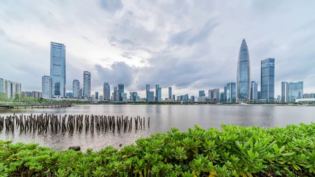 深圳湾人才公园城市天际线视频素材