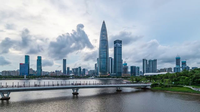 深圳湾人才公园城市天际线视频素材