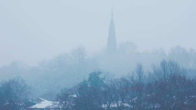 杭州保俶塔雪景视频素材