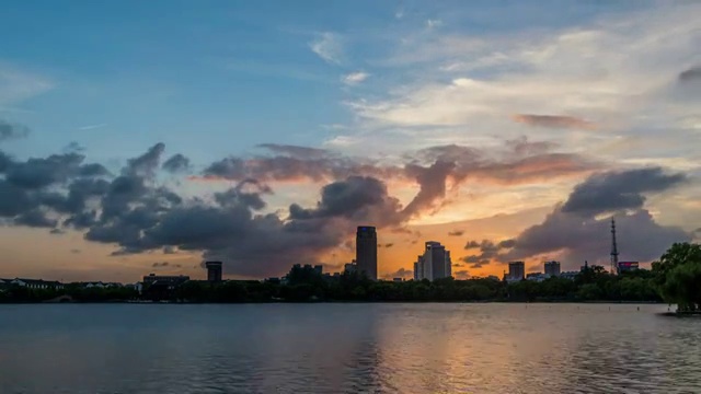 嘉兴南湖日落风景视频素材