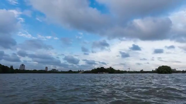 嘉兴南湖夏季白天风景，台风天气视频素材